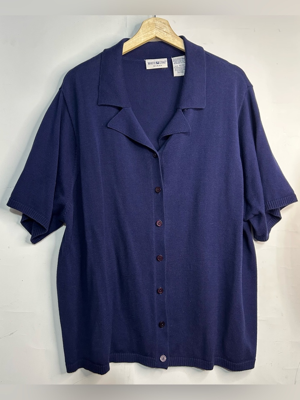 White Stag Navy Knit Button Front Sweater 22W/24W